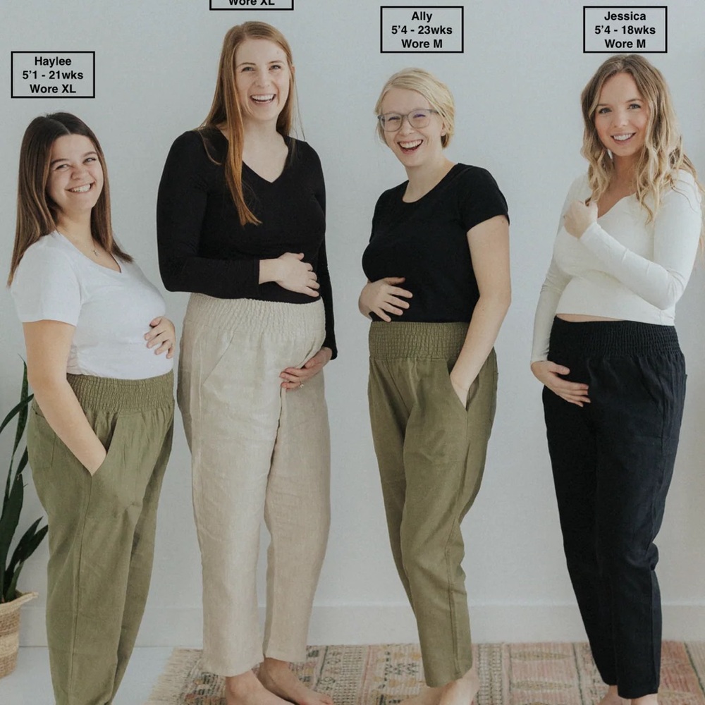 Everyday Transitional Smocked Linen Maternity Pan… - image 5